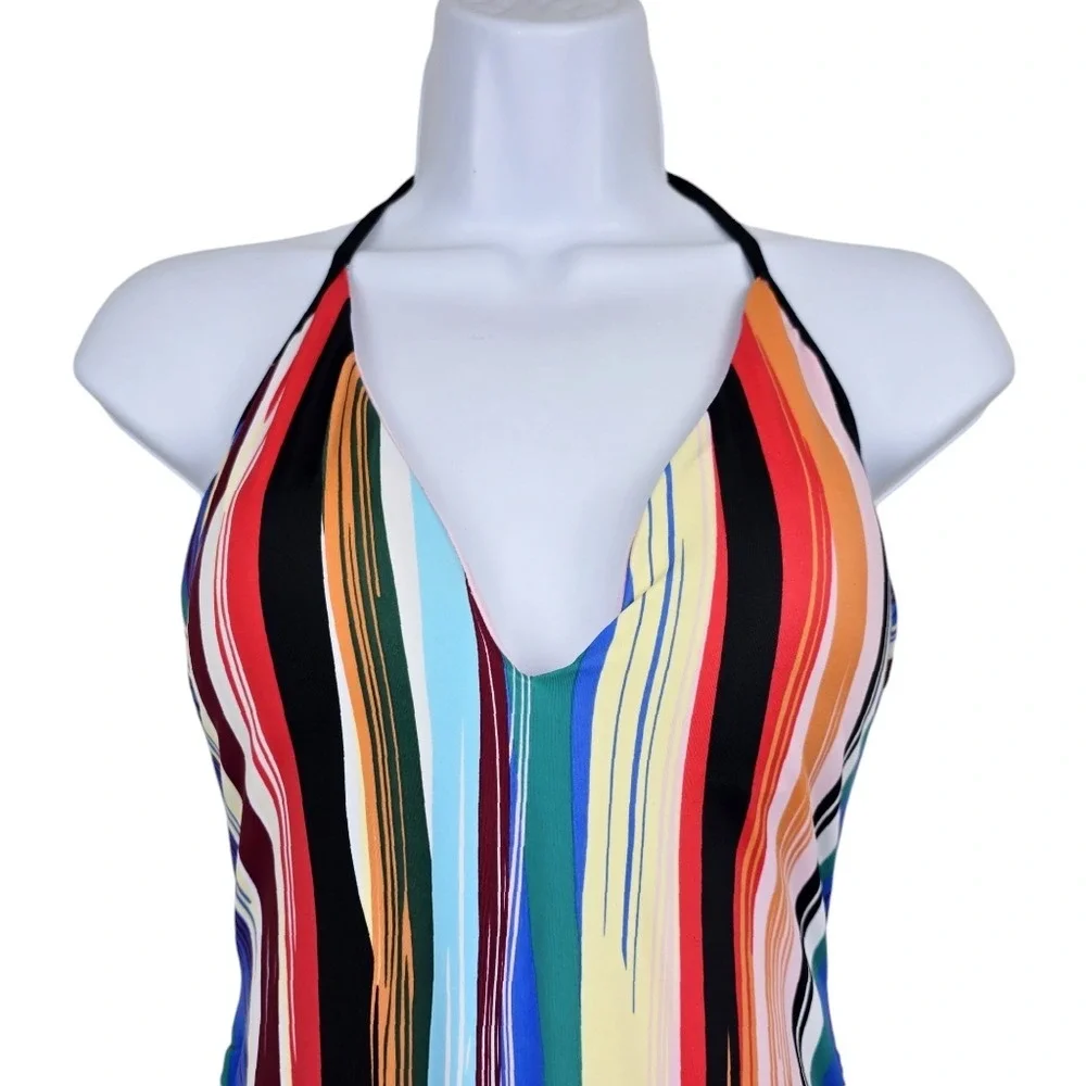Swimsuits For All Womens Multicolor Halter Neck One Piece Swimsuit Size 4 NWT